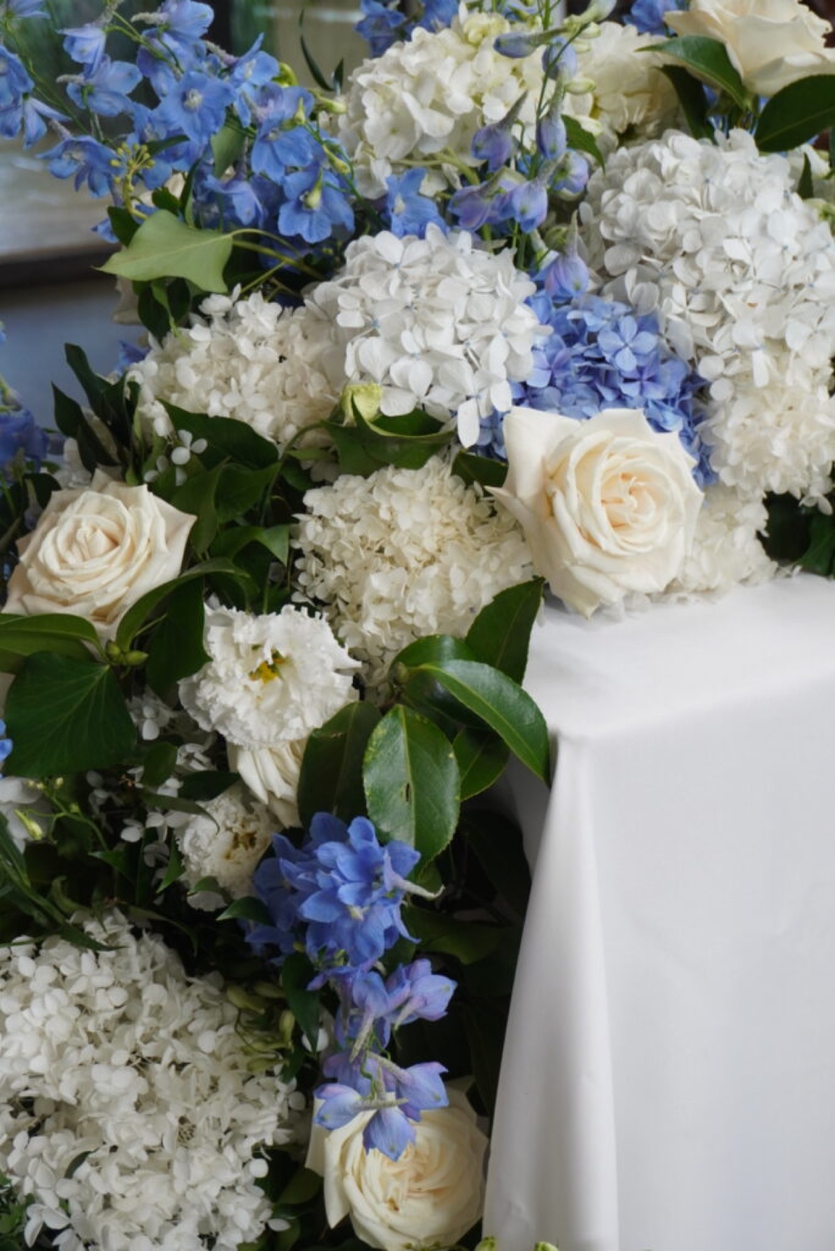 C&M - Stones Blossom Installation and Soft Blue Floral Styling