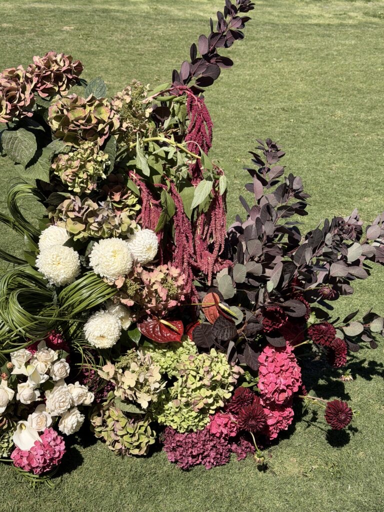 Hanging amaranthus and anthurium