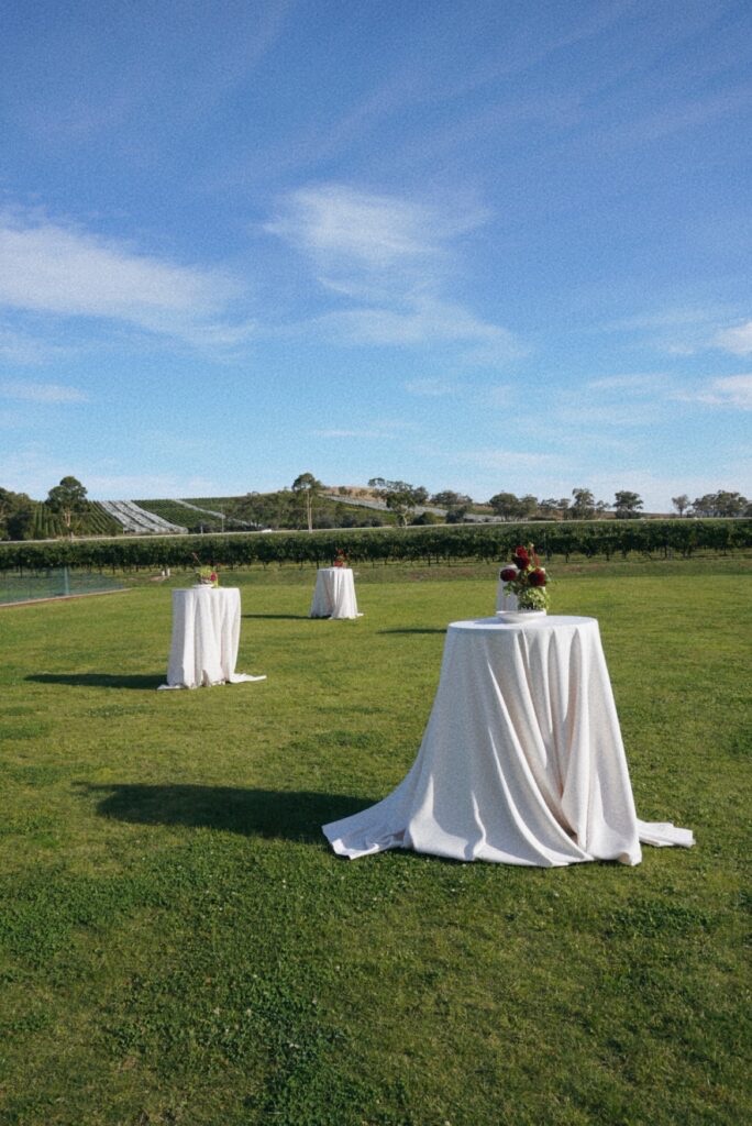 Canapé set-up at Hubert Estate