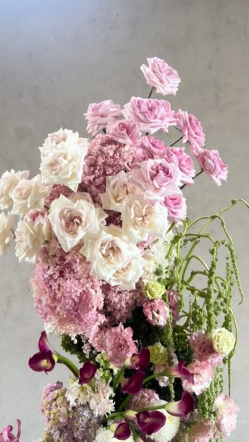 M&A's wedding flowers at Stones of the Yarra Valley — from bouquets to a grand floral installation by Sugar Bee Flowers
