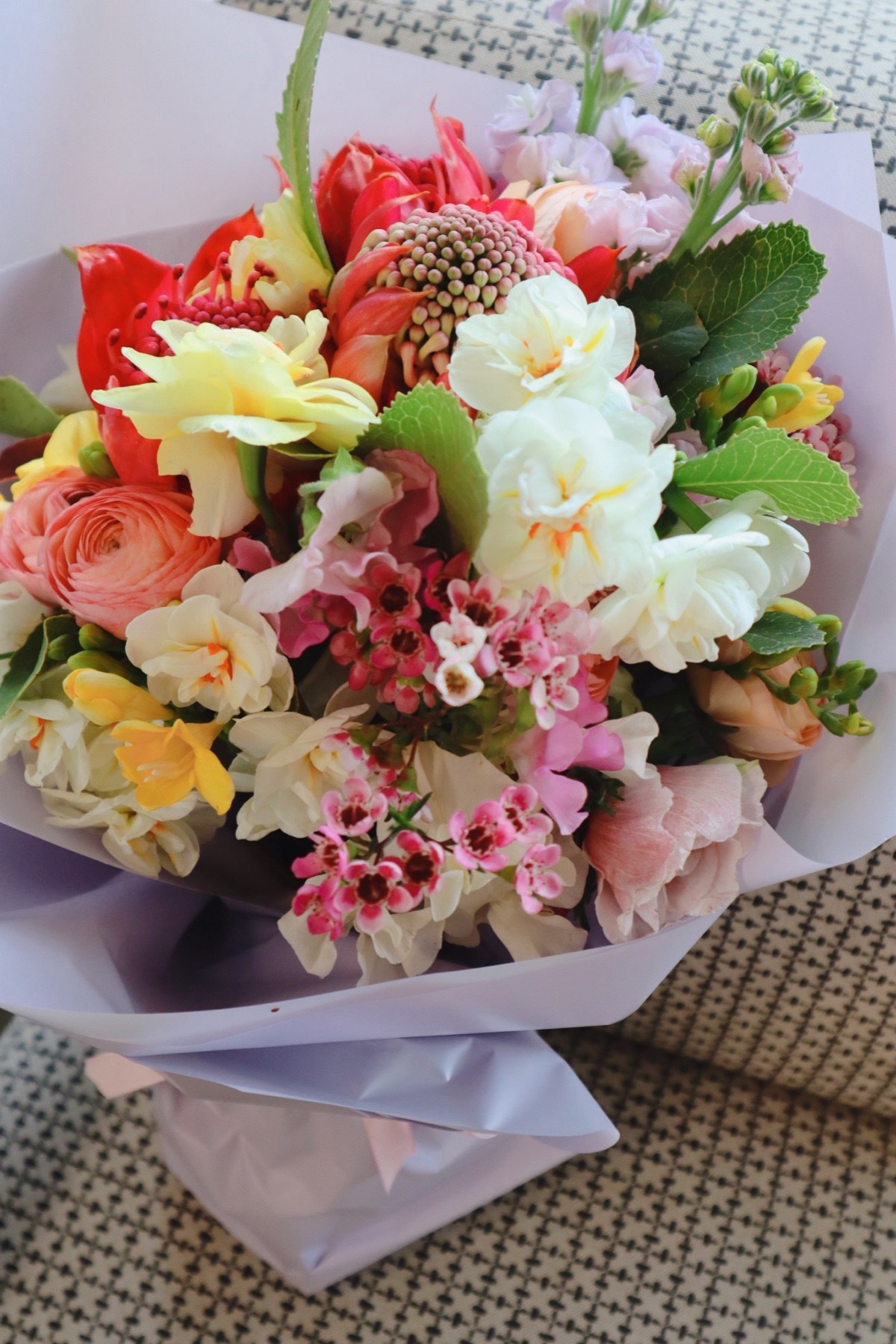 Vibrant and bright seasonal bouquet by Sugar Bee Flowers, Coldstream