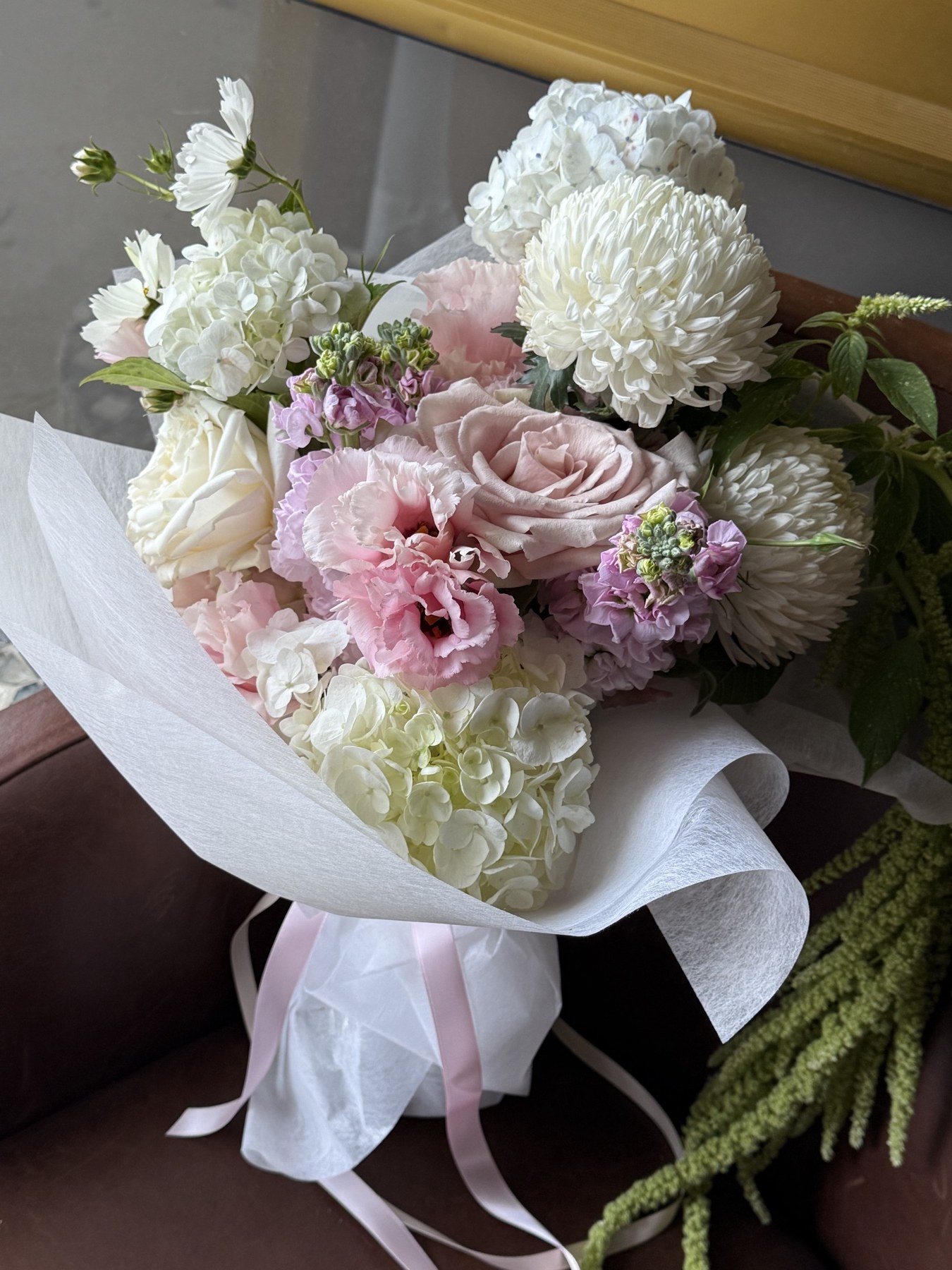 Pretty pastels — hand-tied by Sugar Bee Flowers, flower delivery Yarra Valley & Melbourne