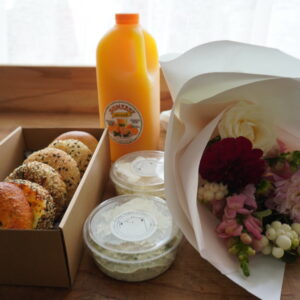 Mother's Day package - bagels and flowers